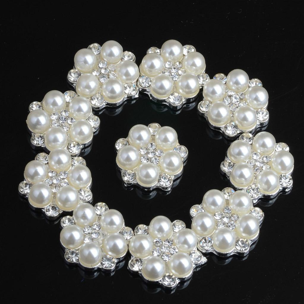 4-20pack 10 Pieces Flatback Embellishment Buttons Pear Flower Wedding