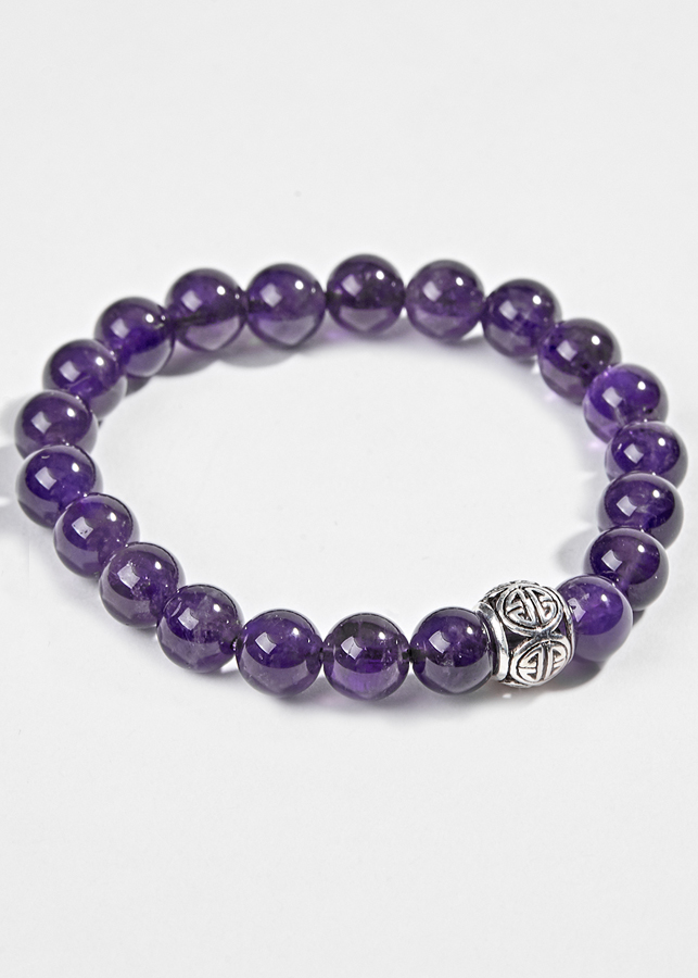 Vòng đá Thạch Anh Tím phối charm bạc Ngọc Quý Gemstones