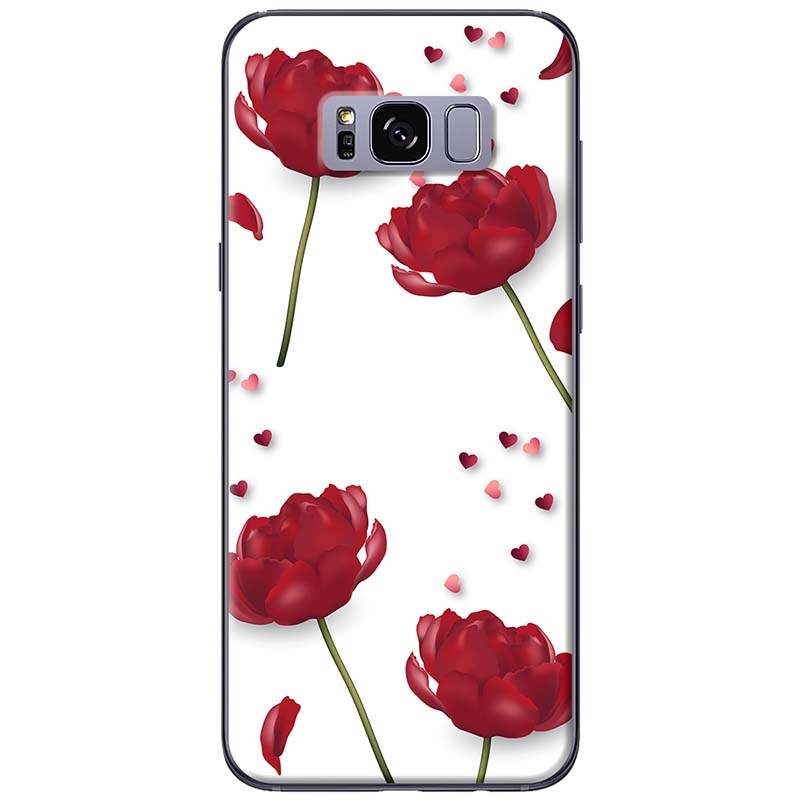 Ốp lưng dành cho Samsung Galaxy S8 mẫu Hoa đỏ trắng