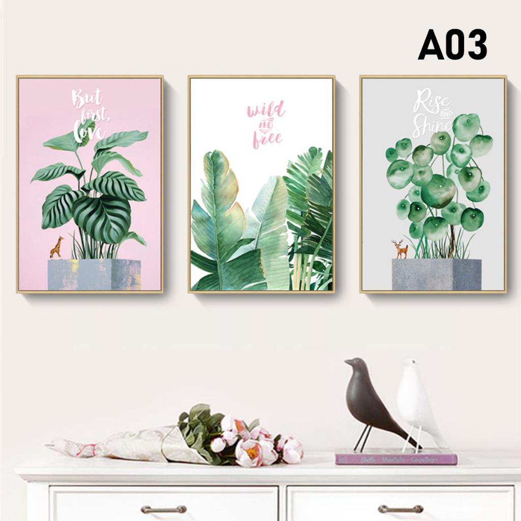 SIZE LỚN- Bộ 3 Tranh Treo Tường Đẹp Như Tranh Treo Tường Tráng Gương Gấu Breabrick &amp; in theo yêu cầu - Decor By HALO