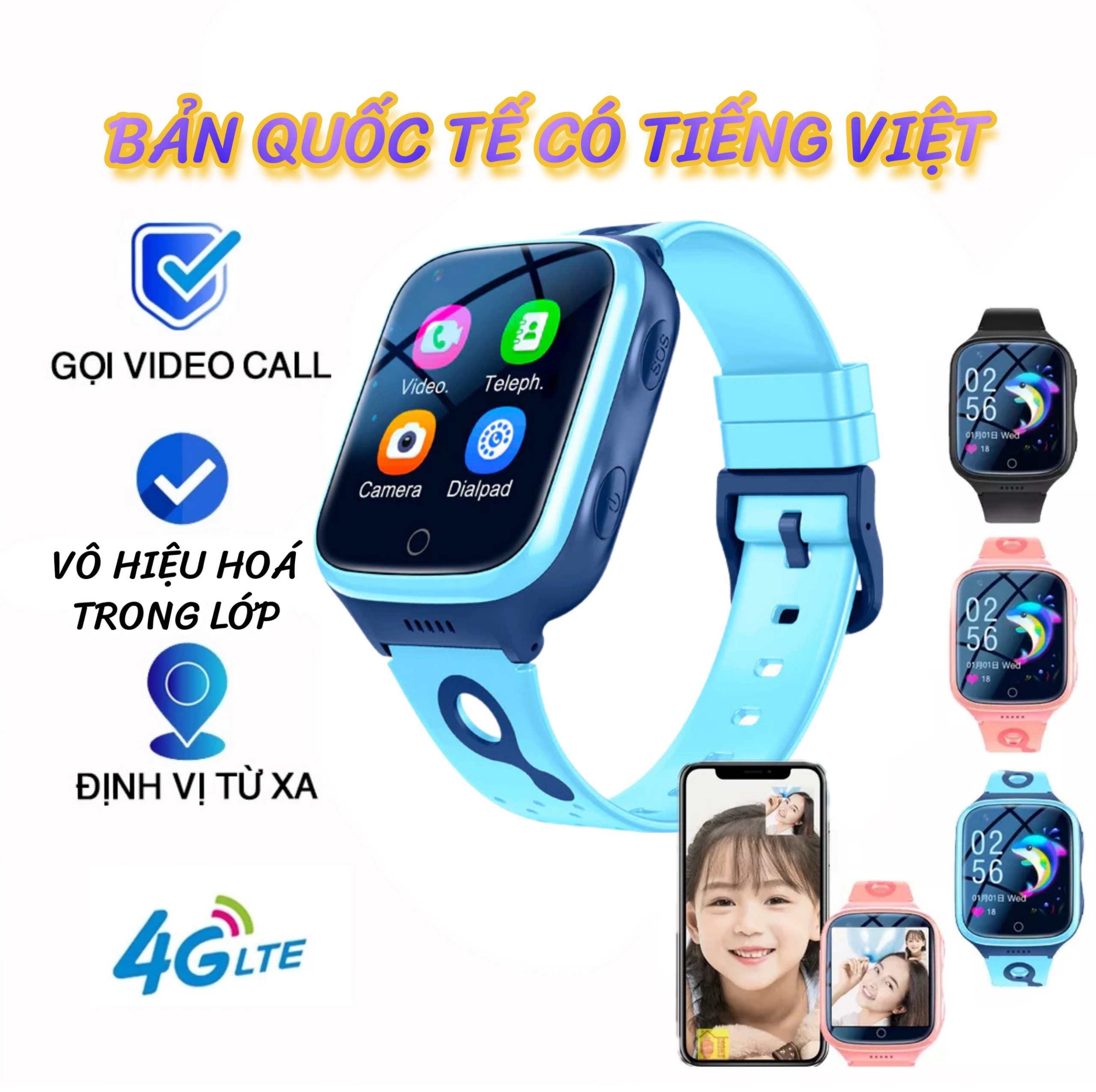 Đồng Hồ Thông Minh 4G Video Call SK9 Pro Chống Nước Lắp Sim Định Vị Gọi Video, Wifi Dành Cho Trẻ Em