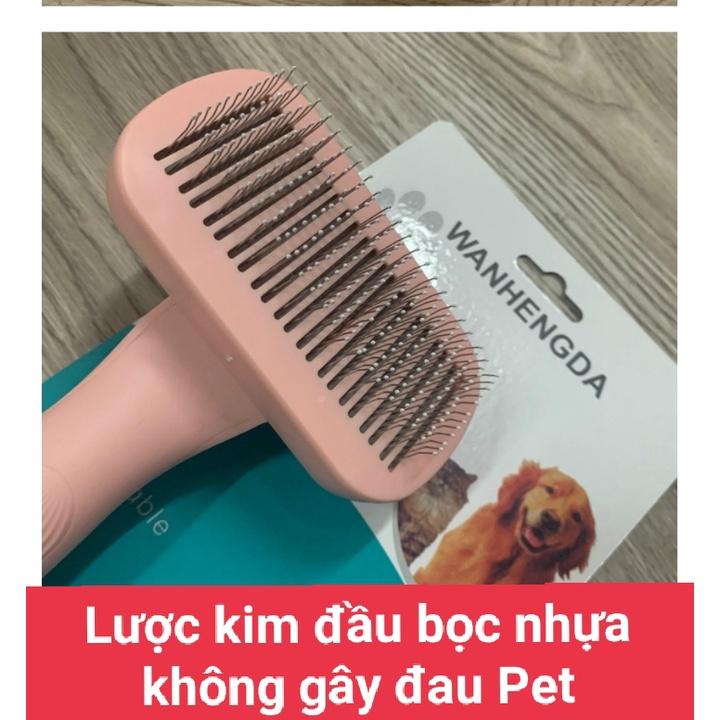 Lược chải lông chó mèo thế hệ mới - cải tiến nút bấm lấy lông tiện lợi - 2 màu Pastel siêu đẹp