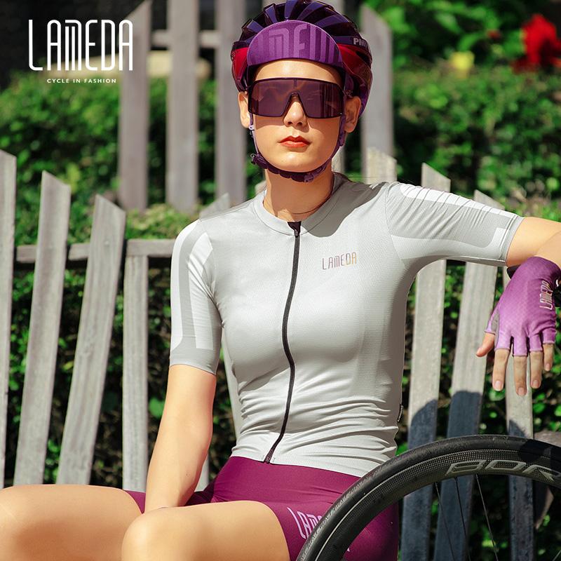 Lameda mùa hè chuyên nghiệp đi xe đạp thể thao quần áo xe đạp xe đạp trên đường xe đạp ngắn tay áo ngắn Color: Purple Size: XXL