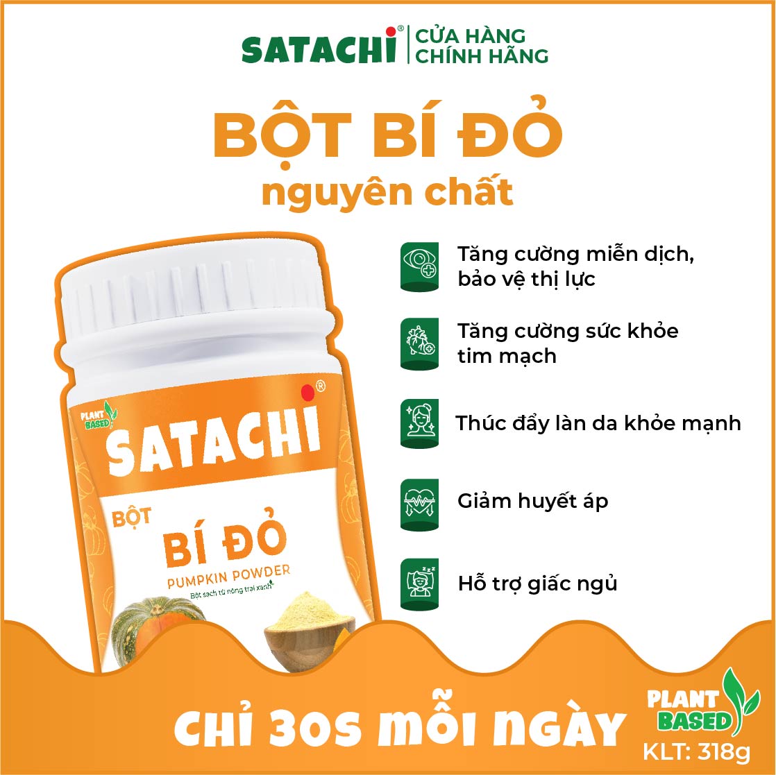 Bột Bí Đỏ nguyên chất SATACHI. Hộp 318g và