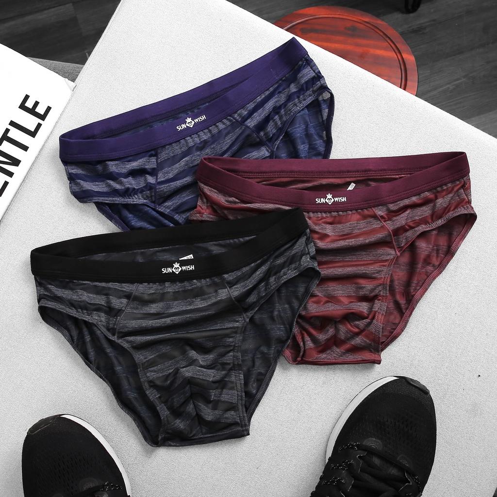 Quần lót nam boxer thun lạnh sịp đùi tam giác cao cấp thông hơi BIGSIZE SUNWISH sexy xuất khẩu combo 3 quần
