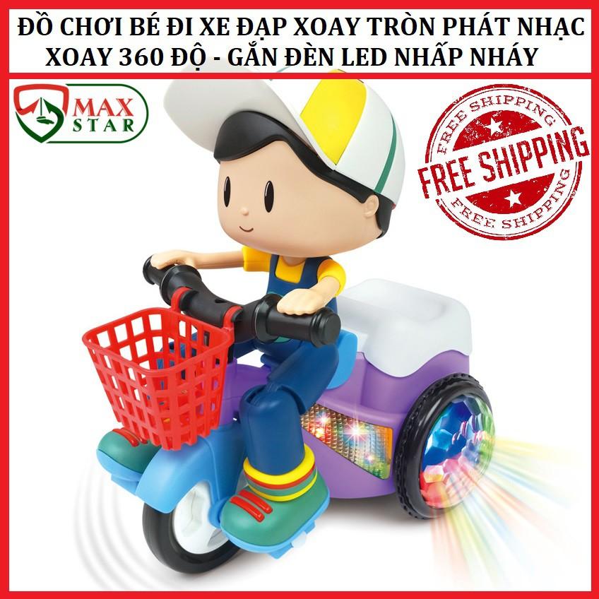 Đồ chơi bé đi xe đạp có nhạc có đèn xoay 360 độ cho bé Đồ chơi trẻ em cho bé