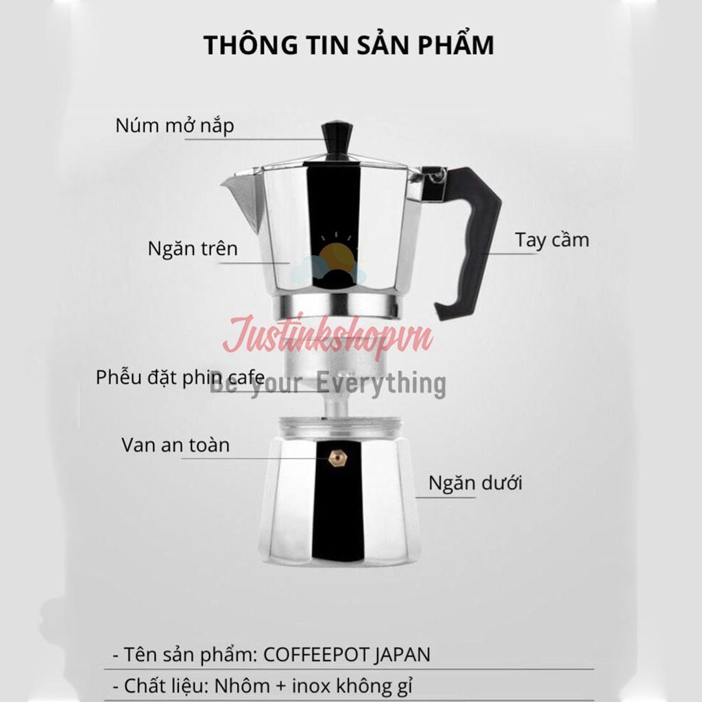 Bình Ấm Phin Pha Cafe Coffee Bằng Inox - Thép Không Gỉ Kiểu Ý Bialetti Moka Express Italy 300ML 6 Cup - JLVQ-4407-BPC3