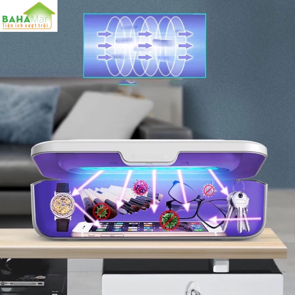 HỘP THANH LỌC KHỬ KHUẨN ĐỒ DÙNG, ĐỒ CHƠI, ĐỒ LÓT BẰNG ĐÈN OZONE VÀ TIA UV "BAHAMAR" có hai chức năng tinh lọc tia cực tím và ozone, thanh lọc khả năng mạnh hơn, cho bạn bảo vệ kép.