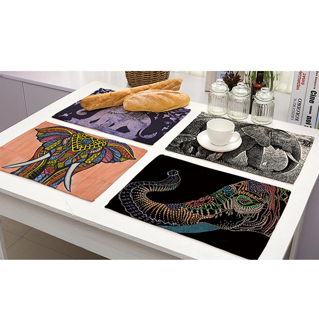Heat-resistant Placemats Washable Elephant Theme Table Mats Placemats #1