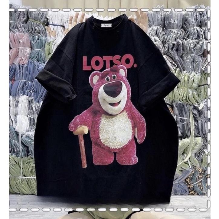 Áo Phông From Rộng In Hình Gấu LOTSO Hồng Unisex