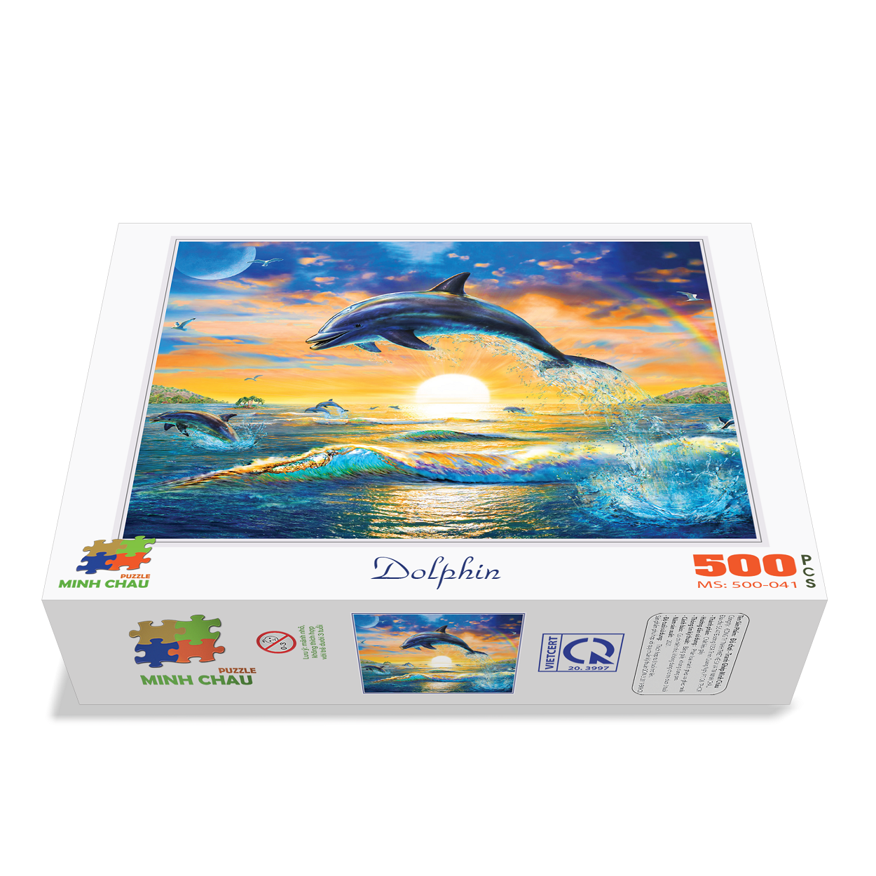 Bộ Tranh Xếp Hình Minh Châu 500 Mảnh – Dolphin (Kích Thước 40x50cm)