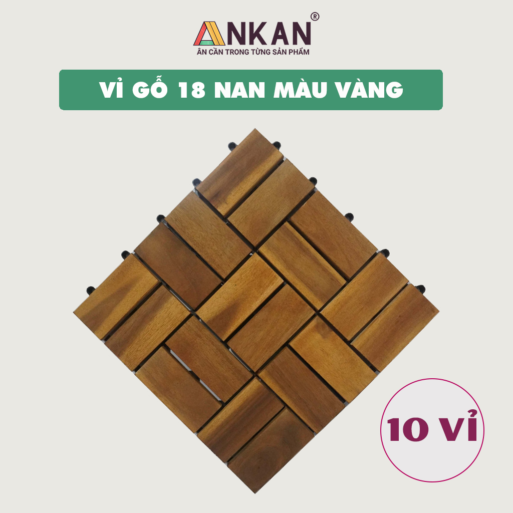 Gỗ Lót Sàn 18 Nan Màu Vàng Nắng Thương Hiệu ANKAN Dùng Để Lót Ban Công Sân Vườn Siêu Bền Chịu Nước Tốt