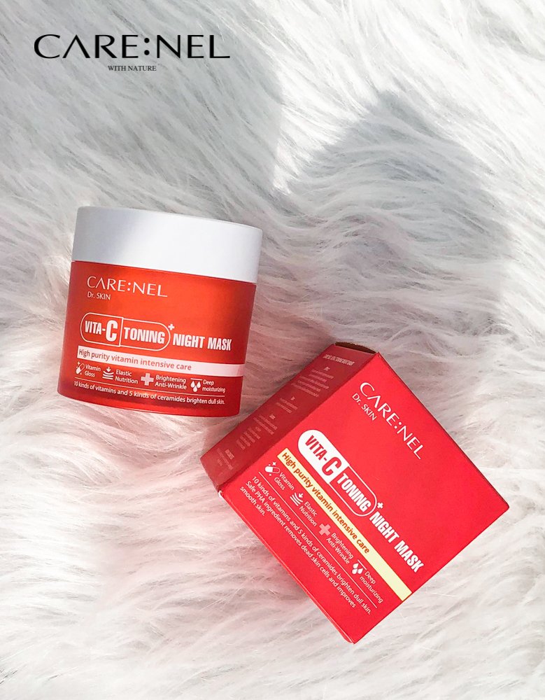 Mặt nạ ngủ mặt trắng sáng da bổ sung vitamin C Toning+ Night Mask Carenel
