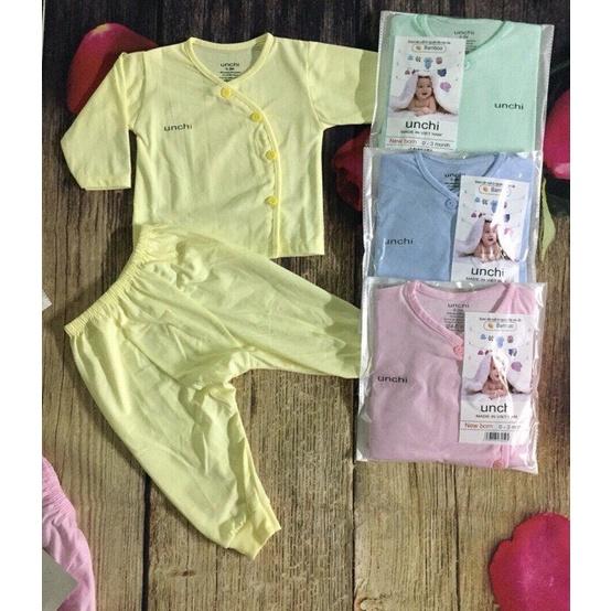 Bộ đồ sơ sinh cotton unchi dài tay cho bé siêu mềm siêu thoải mái