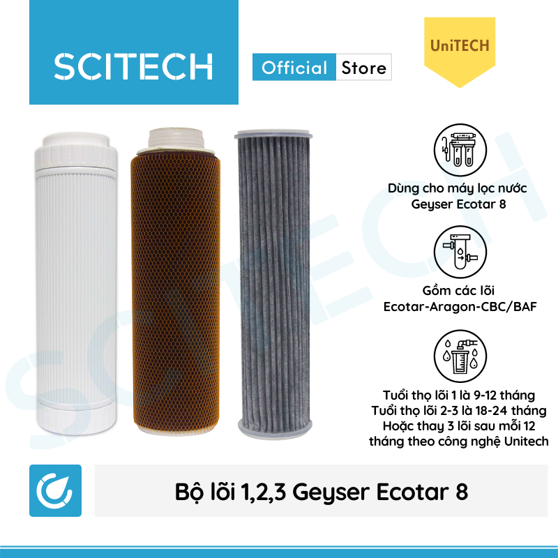 Máy lọc nước Nano Geyser Ecotar 8 kèm bộ đơn lọc thô 10 inch by Scitech - Hàng chính hãng