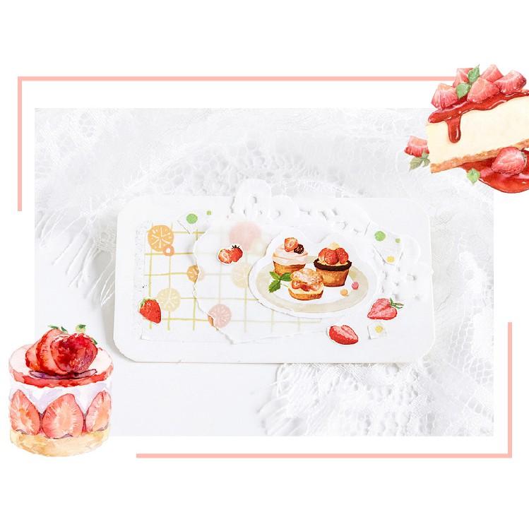 STI46 Bộ 45 miếng dán sticker dễ thương - Strawberry tea time