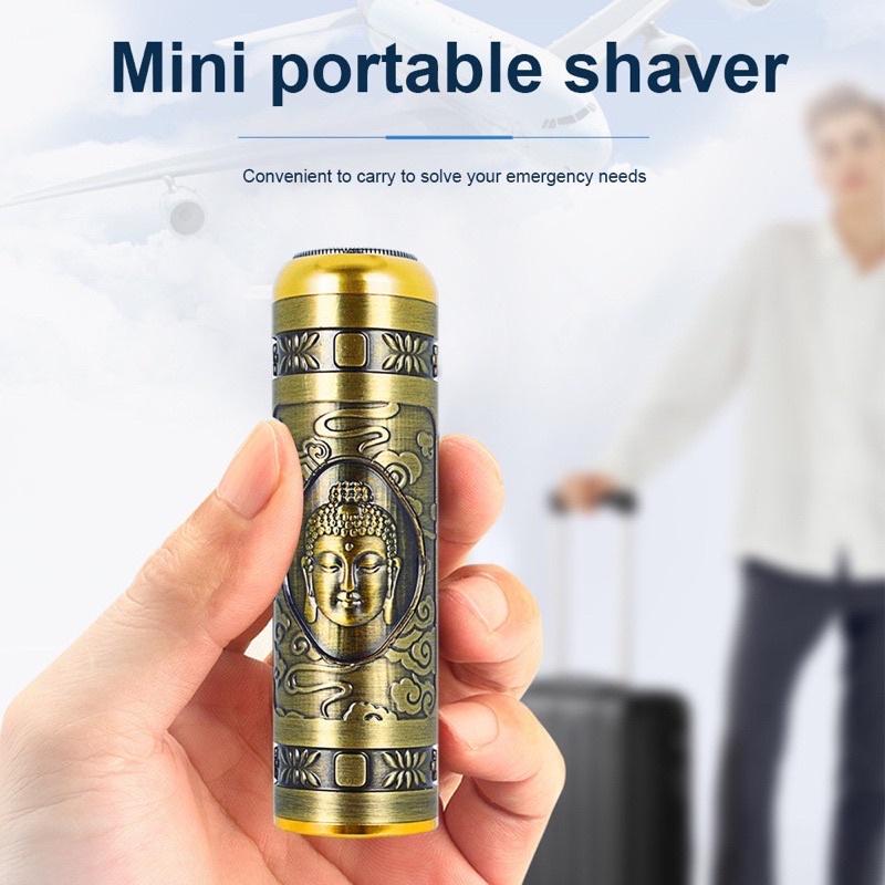 Máy Cạo Râu Mini Vỏ Đồng Đa Năng, Cạo Lông Khô Siêu Nhanh, Pin Sạc USB, Êm Ái, Nhỏ Gọn Dễ Mang Theo