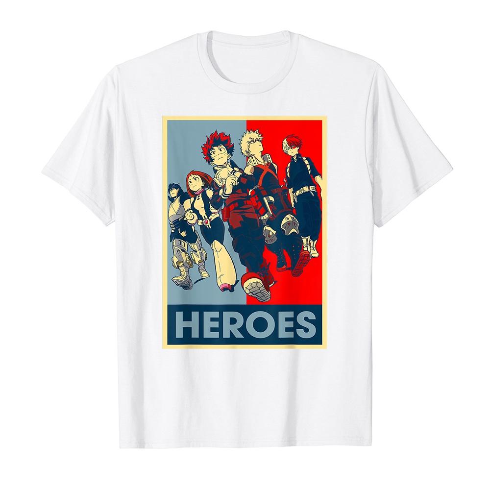 Áo thun cotton unisex in hình Graphic Academia My Hero Anime Retro Heroes Art Manga Series-9388