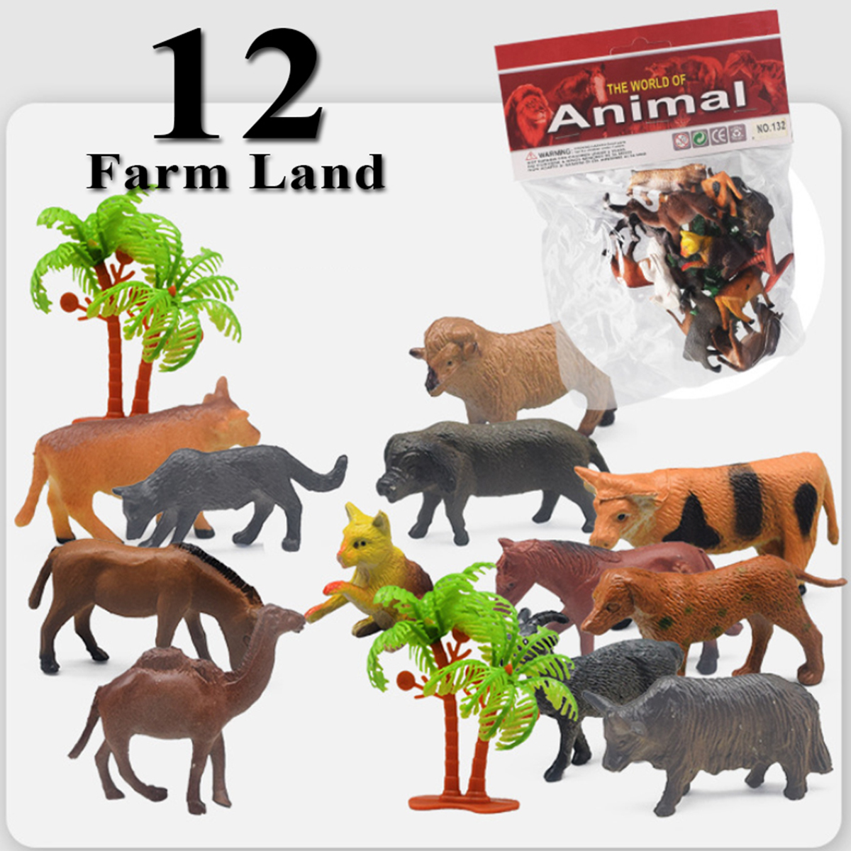 Bộ 12 đồ chơi động vật nuôi trong trang trại A132 New4all Farm Land Animal nhựa dẻo