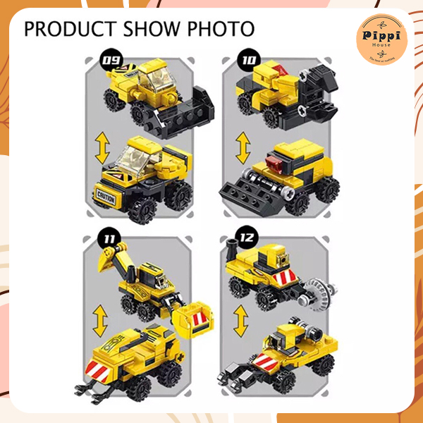 Bộ ghép hình xe công trình 12 in 1