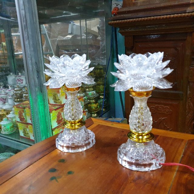 Cặp đèn thờ 002 bóng leb tự động đổi màu cao 20 cm