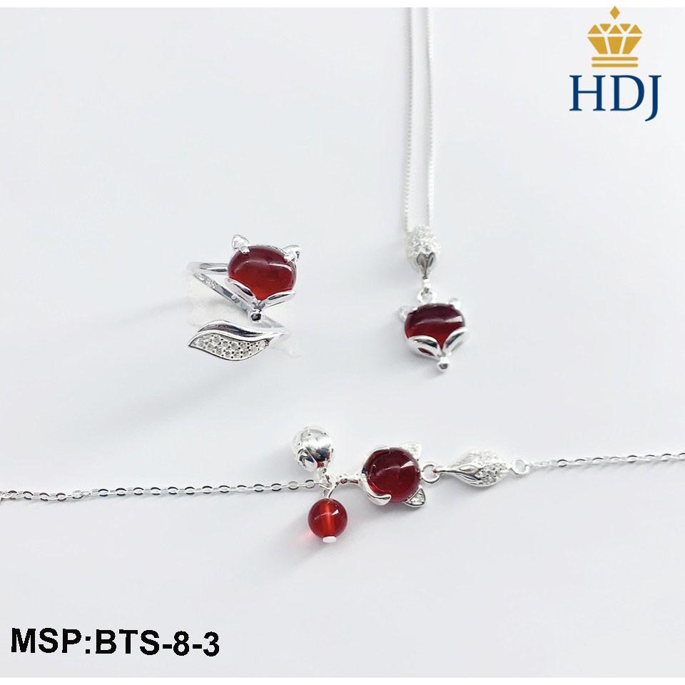 Combo dây chuyền, lắc tay, lắc chân và nhẫn bạc Ý 925 Hình Hồ ly may mắn sang trọng trang sức cao cấp HDJ mã BTS-8-3