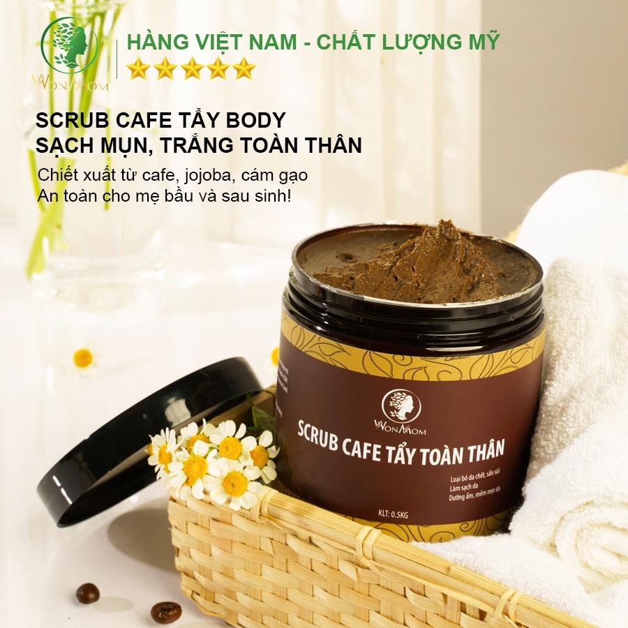 Bộ trắng da mặt và body toàn diện Wonmom ( Serum vitamin C + Kem nghệ tươi + Kem sữa nghệ toàn thân + Scrub café body )