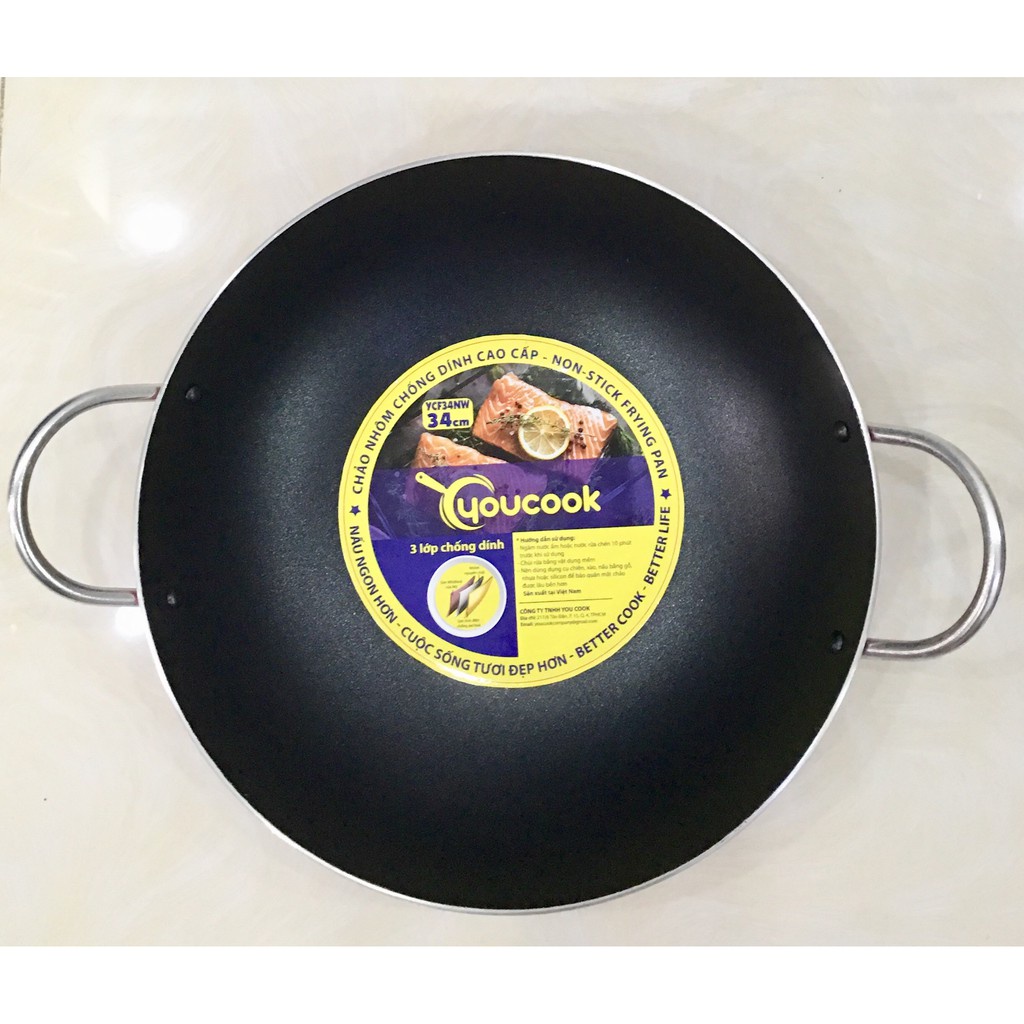 Chảo Xào 2 Quai Chống Dính You Cook 30cm - Giao màu ngẫu nhiên