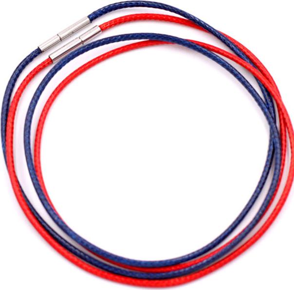 Combo 2 dây vòng cổ cao su xanh dương, đỏ móc inox DCSXDO1 - Dây dù bọc cao su