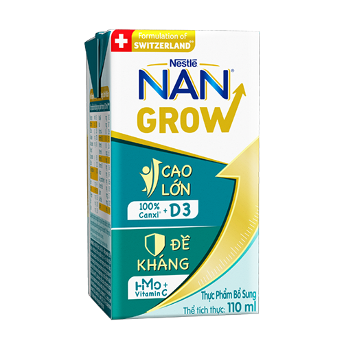 Thùng 36 hộp Sữa pha sẵn Nestlé NANGROW 110ml/hộp sữa mát công thức từ Thụy Sĩ 100% Canxi giúp bé cao lớn vượt trội 9(4 x 110ml) - (Bé từ 1 tuổi) Tặng Chảo chống dính Elmich