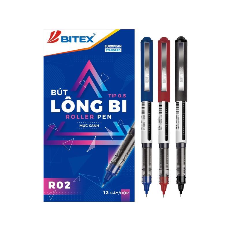 Bút lông bi Bitex R02 mực xanh, đỏ, đen ngòi 0.5mm