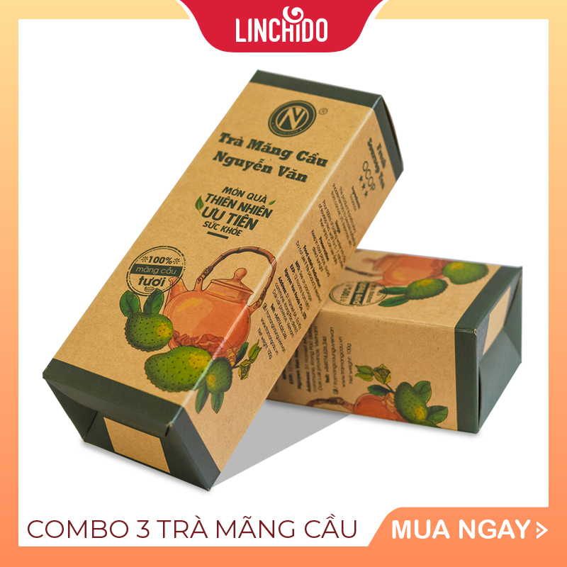 [ COMBO 3 HỘP ] Trà Mãng Cầu - 100% mãng cầu xiêm tươi sấy khô - Hộp 100 GRAM