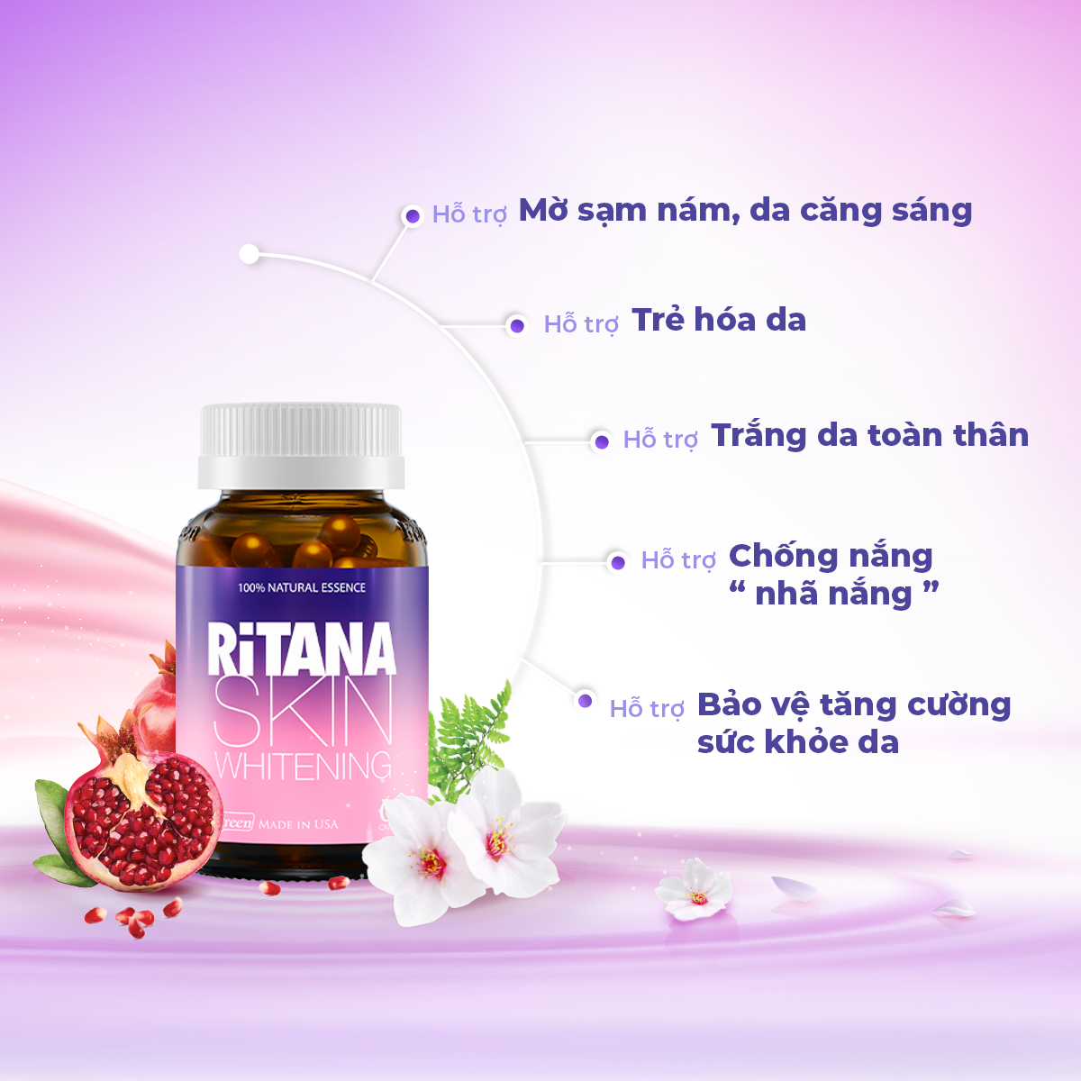 Combo 2 hộp RITANA trắng da mờ sạm nám 60 viên tặng hộp 15 viên