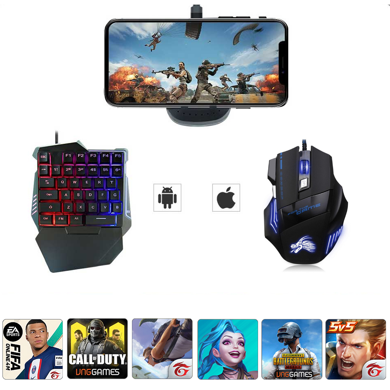 Combo Bộ Chuyển Đổi Chơi Game Vinetteam Meiyng M1 Pro + Bàn Phím C91 + Chuột Chuyên Game X3 Chơi Game Pubg Ros Free Fire Và Các Game EPS - Hàng Chính Hãng