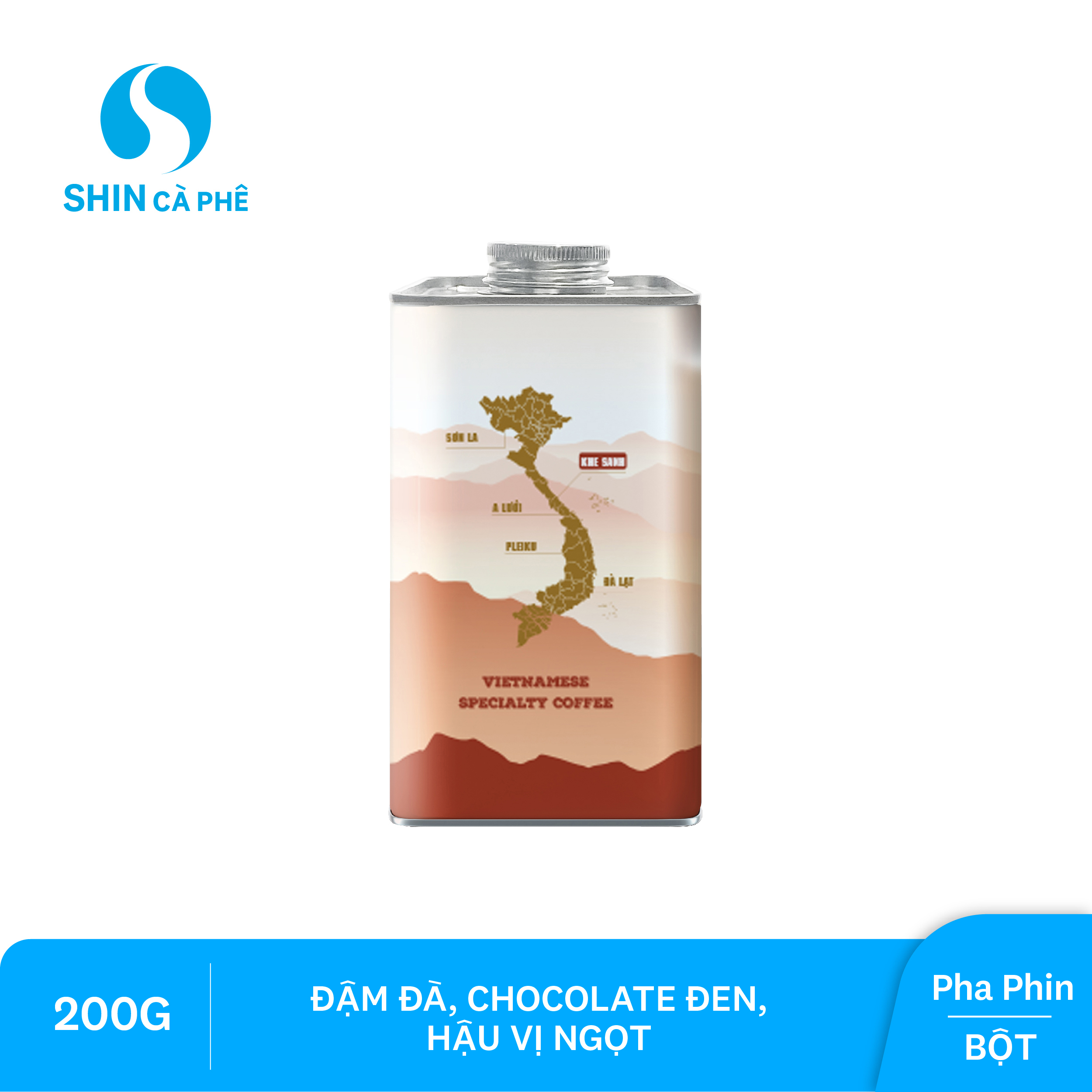 SHIN Cà phê - Cà phê pha phin Khe Sanh Blend - Hộp thiếc 200 gram (Bột)