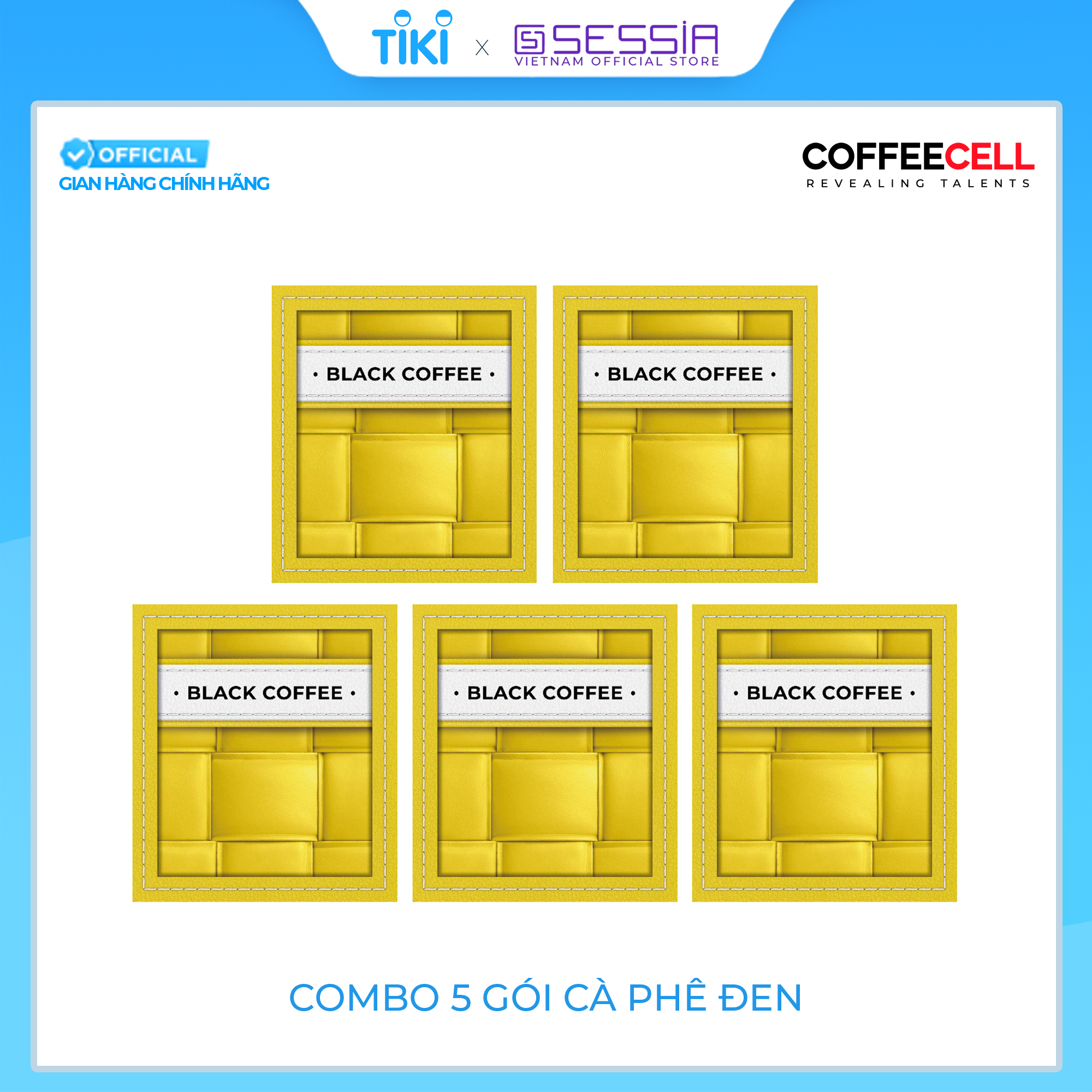 Combo 5 gói Cà phê đen với Nhân sâm trắng thượng hạng - COFFEECELL - Hàng Chính Hãng