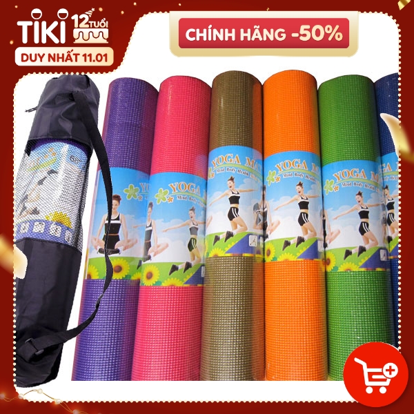 Thảm Tập Yoga Chống Trượt 2 Lớp Dày 6mm Màu Ngẫu Nhiên - TRVS