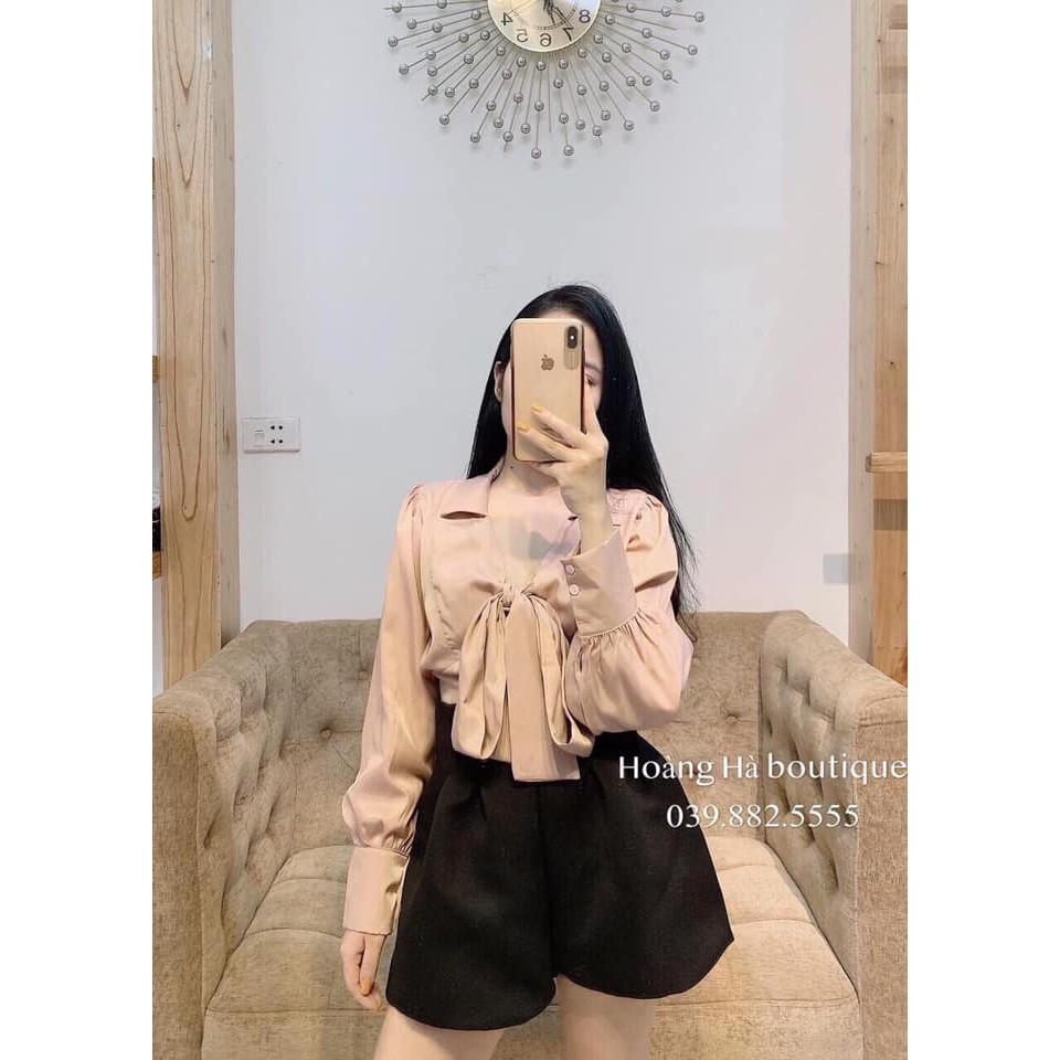 Áo sơ mi nơ cổ chun lưng