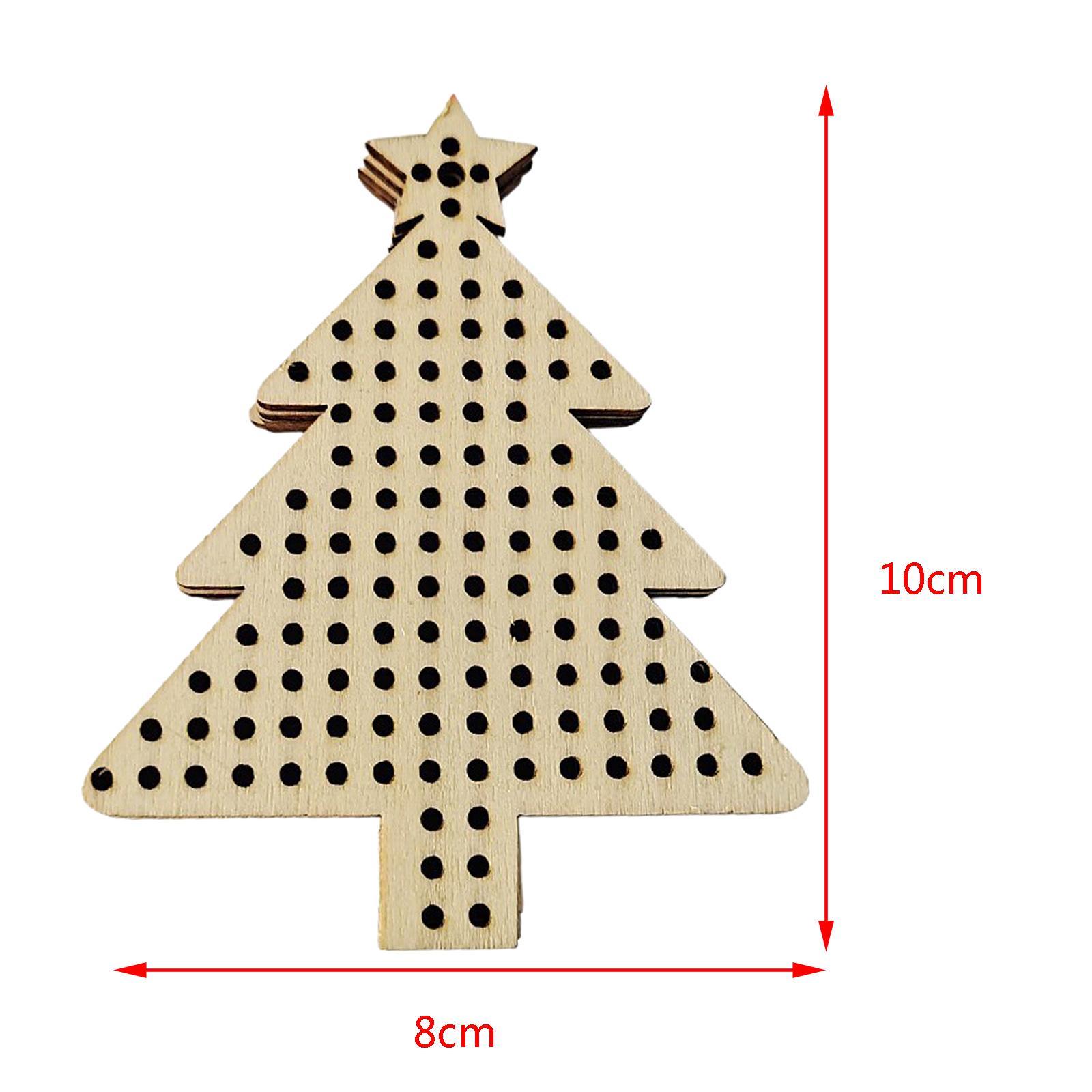 12Pcs Cross Stitch Pendant Blank Wood Shapes for Handmade Embroidery Style 1