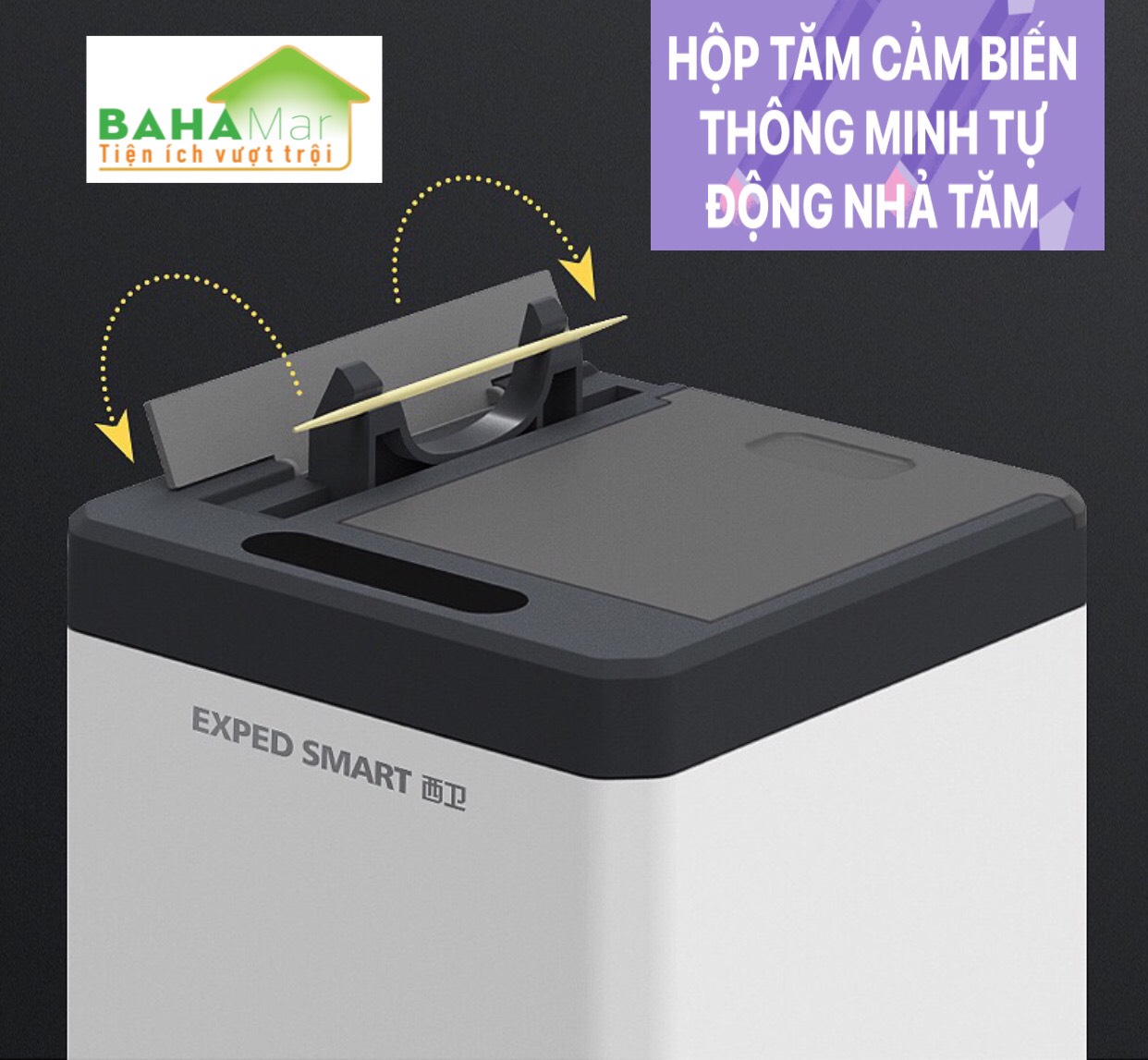HỘP TĂM CẢM BIẾN THÔNG MINH TỰ ĐỘNG NHẢ TĂM BAHAMAR cảm ứng hồng ngoại sẽ tự mở khi có chuyển động để tăm có thể kéo ra trong vòng 1.5 giây