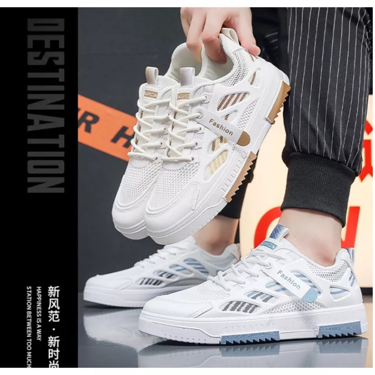 Giày thể thao Sneaker nam mùa hè thoáng khí kiểu dáng trẻ trung