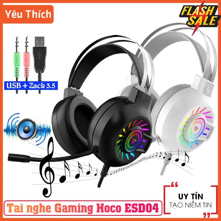 Tai nghe chụp Gaming Hoco ESD04 có mic đàm thoại Có Đèn LED Sêu Đẹp , Âm Thanh Siêu trong , nghe rõ từng chi tiết nhỏ  - Hàng nhập khẩu