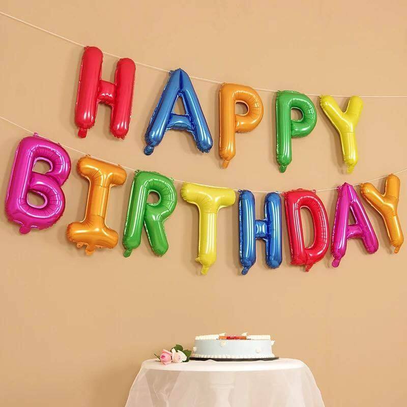 Bong bóng chữ Happy Birthday nhiều màu