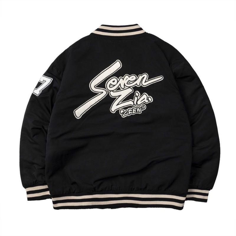 Áo Bomber Dù 2 lớp logo Seven Unisex Nam Nữ Couple Hot Áo Khoác Dù bomber S