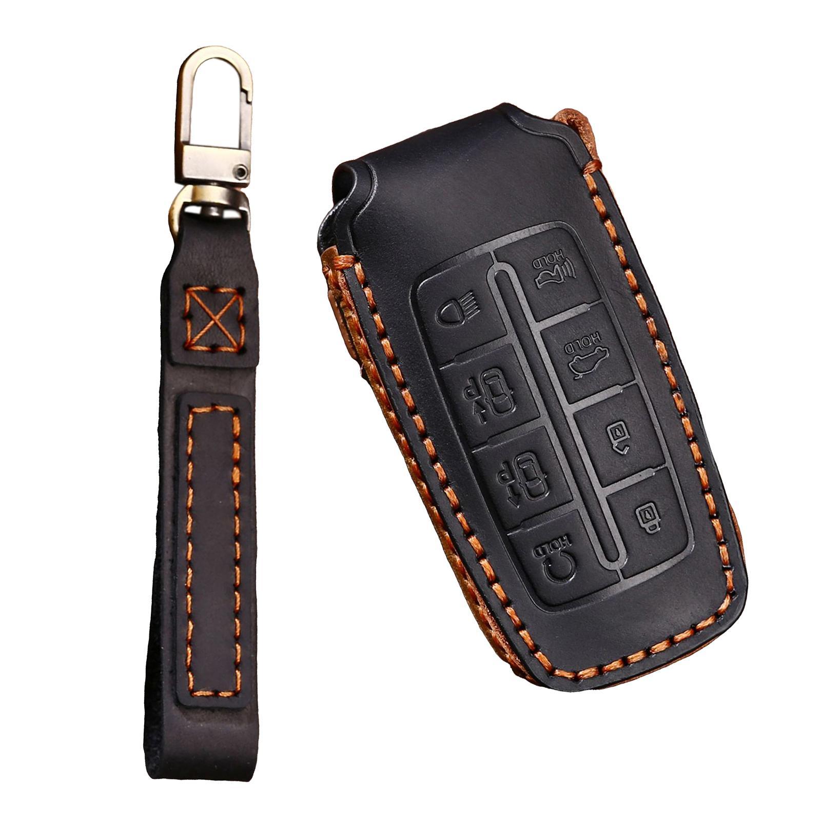 PU Leather Car Key Cover Key Chain Car Key Case 8 Buttons for Black