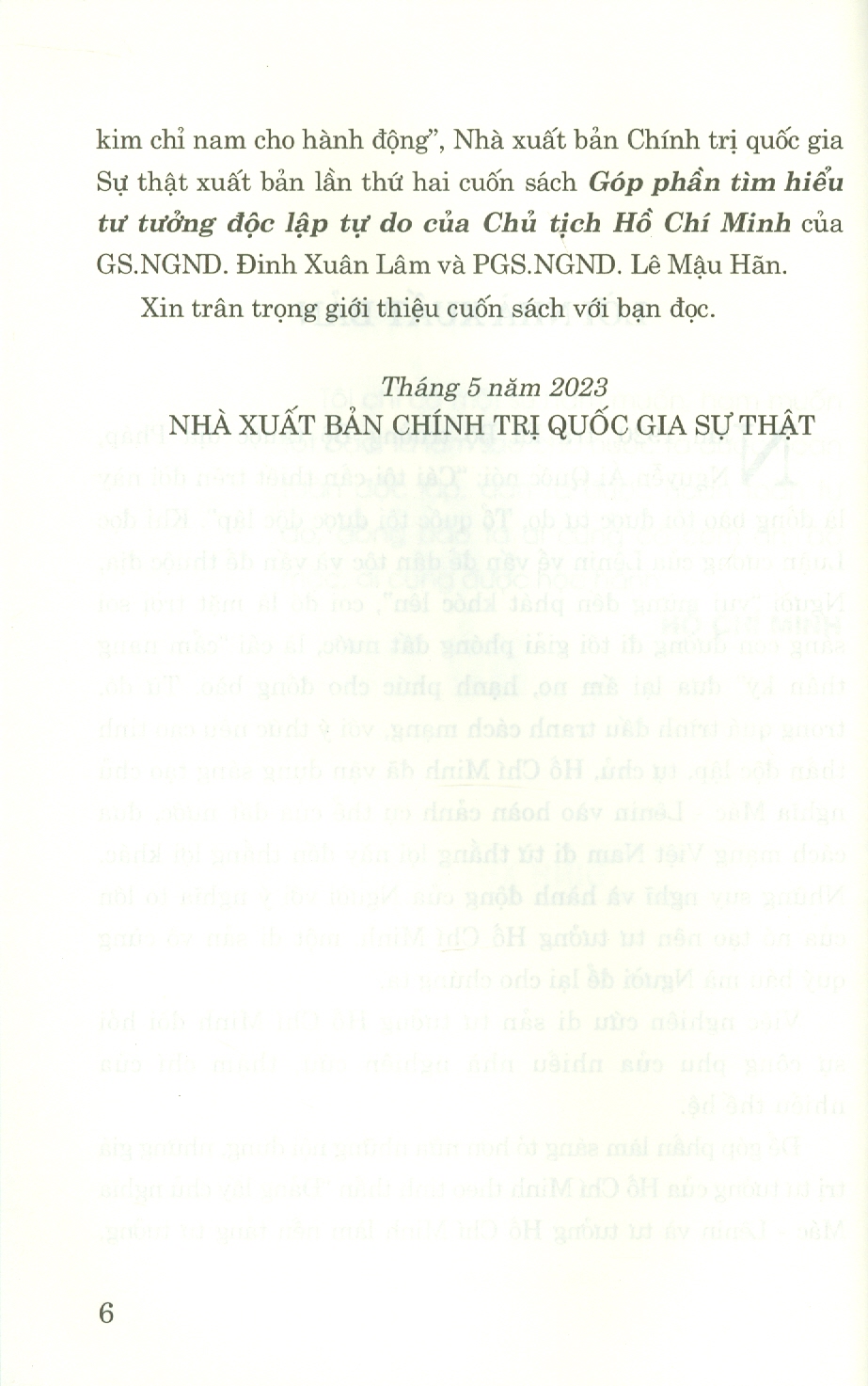 Góp Phần Tìm Hiểu Tư Tưởng Độc Lập Tự Do Của Chủ Tịch Hồ Chí Minh