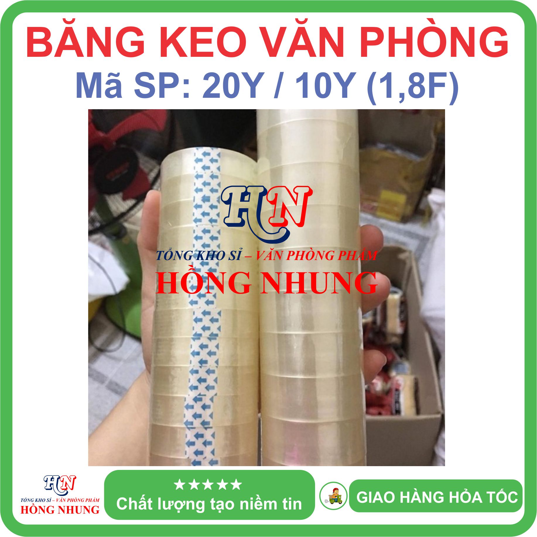 [SALE] Băng Keo Văn Phòng 20Y / 10Yard, bản rộng 1,8F (1,8cm), chất keo siêu dính