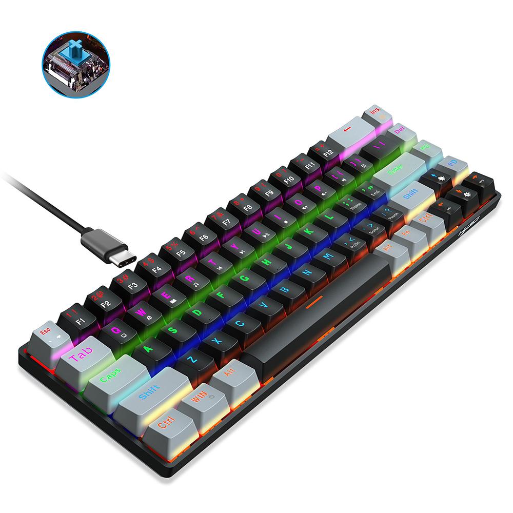 HXSJ V800 Wired Mechanical Keyboard 68 Keys RGB Gaming Keyboard with Detachable Type-C Cable ABS Keycap