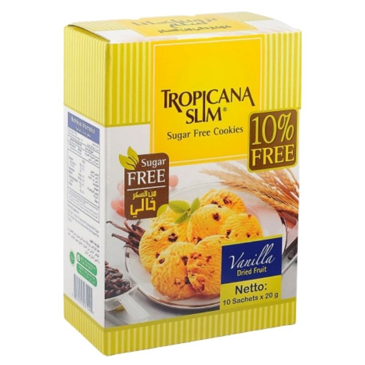 Combo 12 Hộp Bánh Quy Ăn Kiêng Tropicana Slim Sugar Free Cookies Vani (10 x 20g)