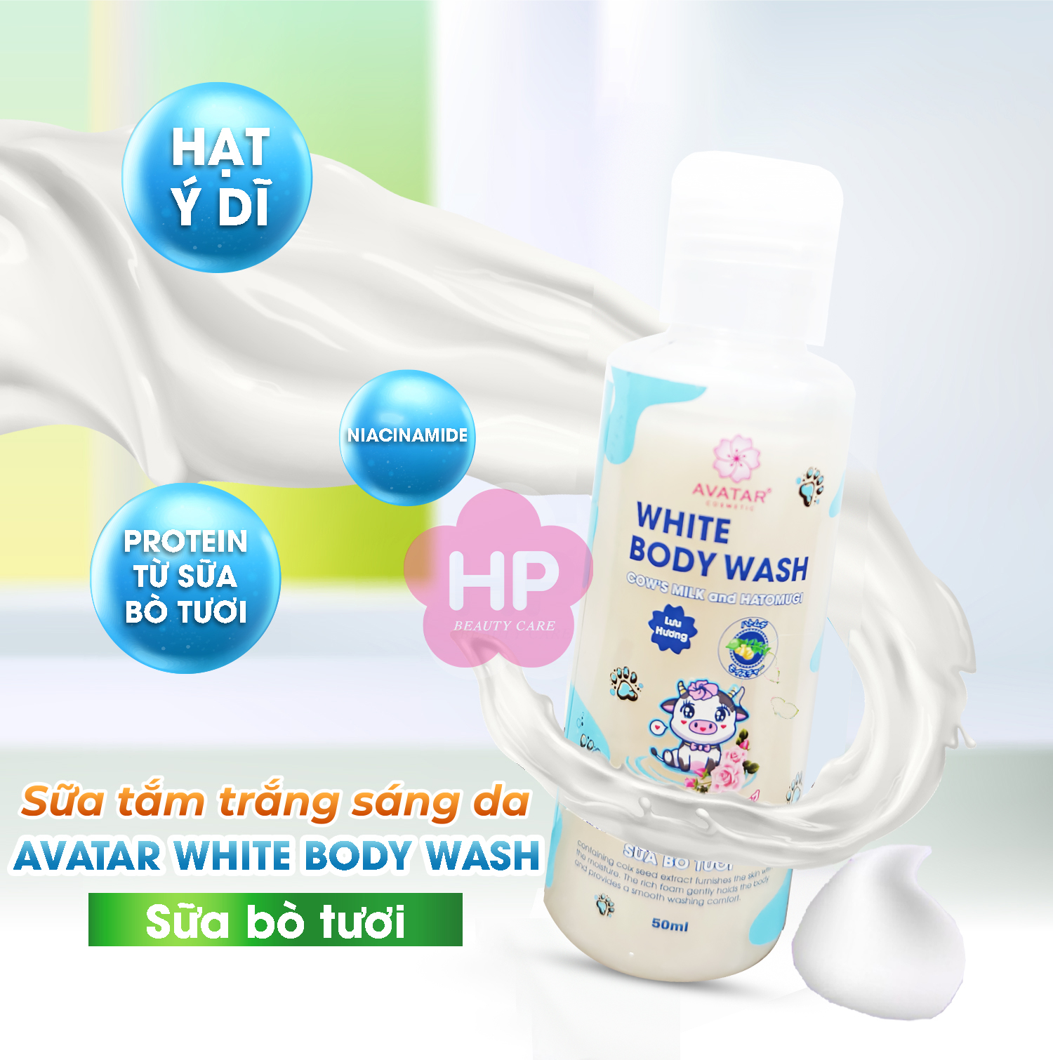 Sữa Tắm Trắng Sáng Da Sữa Bò Tươi Avatar White Body Wash